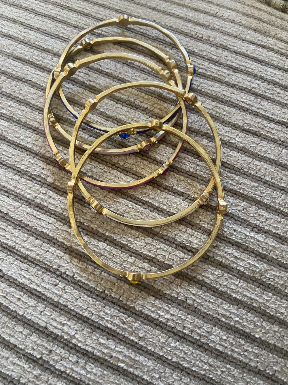 Gold Tone Stacked Bangle Bracelet Set - Women Jewelry